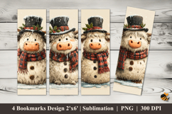 Cow Snowman Bookmarks Sublimation Design Product Image 1