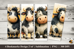 Cute Milk Cow Bookmarks Sublimation Design Product Image 1