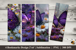 Enchanted Violet Wings Bookmarks Sublimation Design Product Image 1