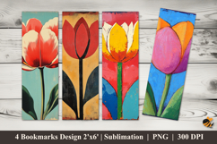Tulip Art Bookmarks Sublimation Design Product Image 1