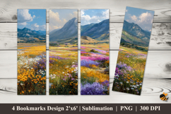 Wildflower Field Bookmarks Sublimation Design Product Image 1