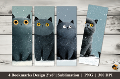 Cute Cat in the Snow Bookmarks Sublimation Design Product Image 1