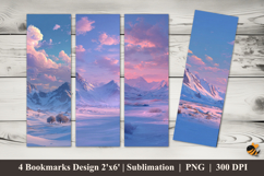 Winter Scenery at Dusk Bookmarks Sublimation Design Product Image 1