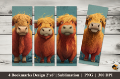 Cute Cow Valley Bookmarks Sublimation Design Product Image 1