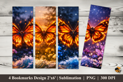 Fire Butterfly Bookmarks Sublimation Design Product Image 1