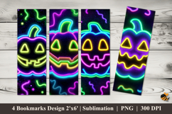 Neon Pumpkin Bookmarks Sublimation Design Product Image 1