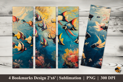 Fish Family Bookmarks Sublimation Design Product Image 1