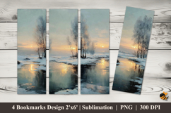 Beautiful Snow Bookmarks Sublimation Design Product Image 1