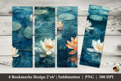 Floating Lotus Bookmarks Sublimation Design Product Image 1