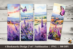 Butterfly Hill Bookmarks Sublimation Design Product Image 1