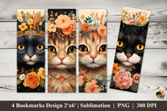 Cat Queen Flower Bookmarks Sublimation Design Product Image 1
