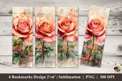 Pale Red Rose Bookmarks Sublimation Design Product Image 1