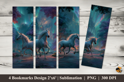 Majestic Unicorn Bookmarks Sublimation Design Product Image 1