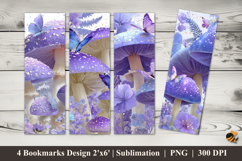 Purple Mushrooms Bookmarks Sublimation Design Product Image 1