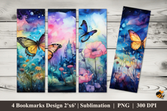 Aurora Butterfly Bookmarks Sublimation Design Product Image 1