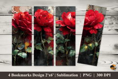Rose Ink Splash Bookmarks Sublimation Design Product Image 1