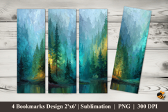 Dark Green Forest Bookmarks Sublimation Design Product Image 1