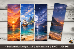 Tropical Fantasy Bookmarks Sublimation Design Product Image 1
