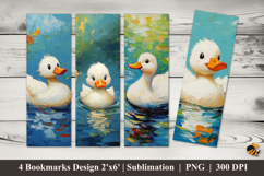 Cute Duck Watercolor Bookmarks Sublimation Design Product Image 1