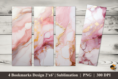 Futuristic Pink Marble Bookmarks Sublimation Design Product Image 1