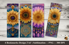 Boho Sunflower Bookmarks Sublimation Design Product Image 1