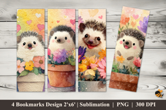 Flowering Hedgehog Bookmarks Sublimation Design Product Image 1