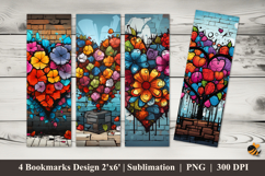 Graffiti Love Flower Bookmarks Sublimation Design Product Image 1