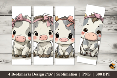 Little Baby Cow Bookmarks Sublimation Design Product Image 1