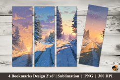 Winter Fairy Village Bookmarks Sublimation Design Product Image 1