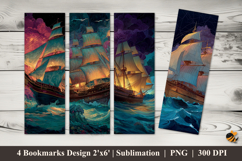 Marine Art Bookmarks Sublimation Design Product Image 1