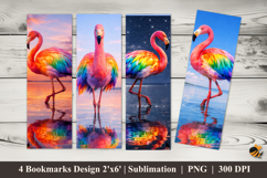 Rainbow Flamingo Bookmarks Sublimation Design Product Image 1