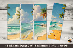 Tropical Beach Bookmarks Sublimation Design Product Image 1