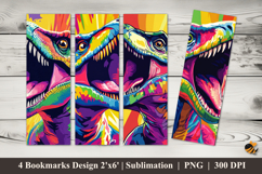 Angry Dinosaur Bookmarks Sublimation Design Product Image 1
