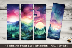Glowing Pine Forest Bookmarks Sublimation Design Product Image 1