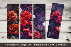 Scary Red Rose Bookmarks Sublimation Design Product Image 1