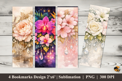 The Elegance of Flowers Bookmarks Sublimation Design Product Image 1