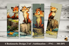 Cute Fox Bookmarks Sublimation Design Product Image 1