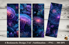 Purple Neon Flowers Bookmarks Sublimation Design Product Image 1
