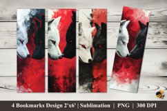 Black White Wolf Bookmarks Sublimation Design Product Image 1