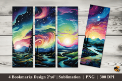 Bright Aurora Bookmarks Sublimation Design Product Image 1
