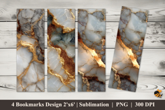 White and Gold Marble Bookmarks Sublimation Design Product Image 1