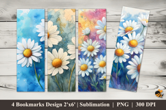 Daisy Art Bookmarks Sublimation Design Product Image 1