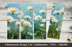 Daisies Watercolor Bookmarks Sublimation Design Product Image 1