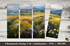 Grasses and Wildflowers Bookmarks Sublimation Design Product Image 1