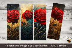 Red Rose Bookmarks Sublimation Design Product Image 1