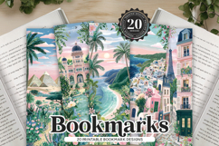 Pastel Travel Scene Printable Bookmarks Set Product Image 1