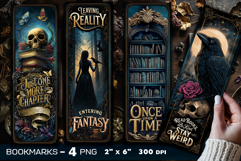 Tarot cards bookmark, Gothic bookmarks, Dark Fantasy PNG Product Image 1