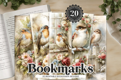 Printable Bird Bookmarks Bundle | 20 Vintage Floral Bookmark Product Image 1