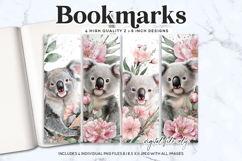 Koala Bookmark PNG Bundle - 4 Watercolor Floral Designs Product Image 1