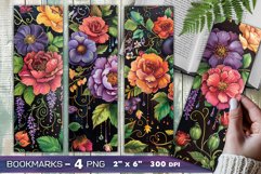 Wildflowers and books bookmark, pile of books, floral Product Image 1